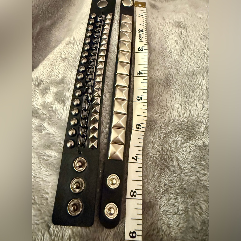 Silver and Black Studded Bracelet Set - Picture 6 of 6